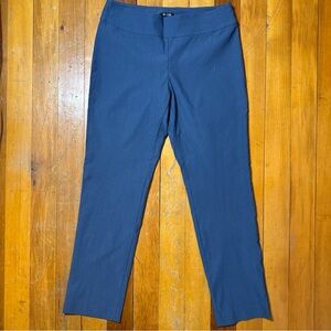 Nic + Zoe Size 12 Stretch Blue Flat Front Dress Pants Pull On